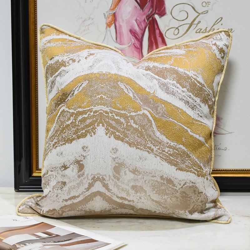 简约现代样板房抱枕套软装家居客厅沙发美式金色靠垫轻奢设计师