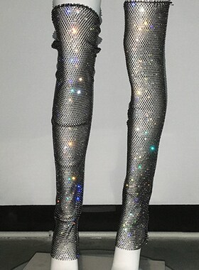 网眼女过膝盖加长款带钻黑色春秋季过漆透个性薄款小众新款袜套