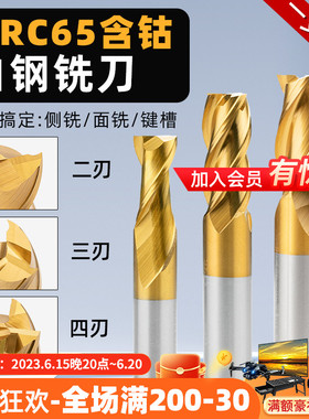 高硬含钴白钢铣刀2/3/4刃键槽直柄高速钢3-20mm数控机/车床立铣刀