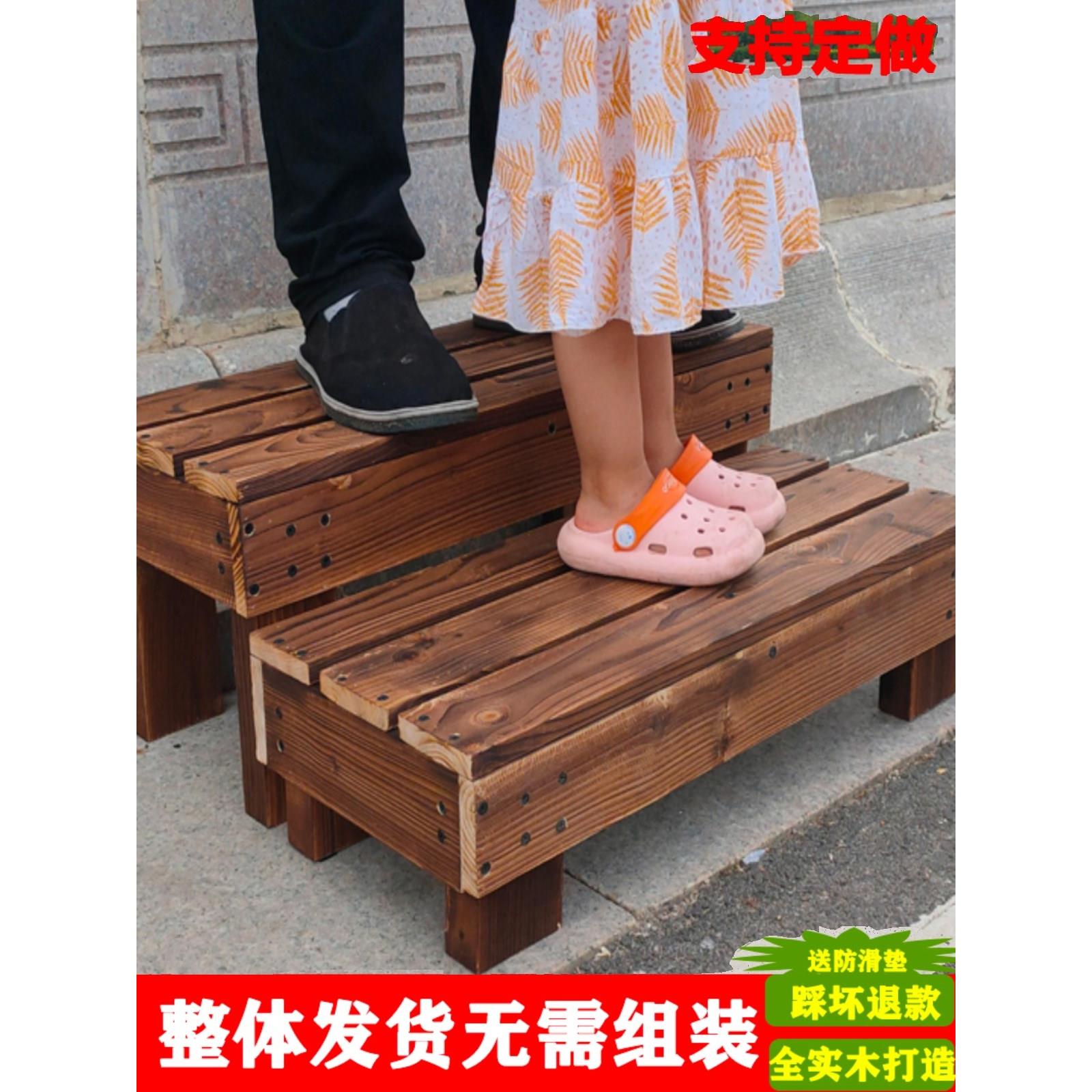 增高垫脚台防腐实木踩脚凳户外阳台踏步台阶厨房增高垫脚板搁脚架图片