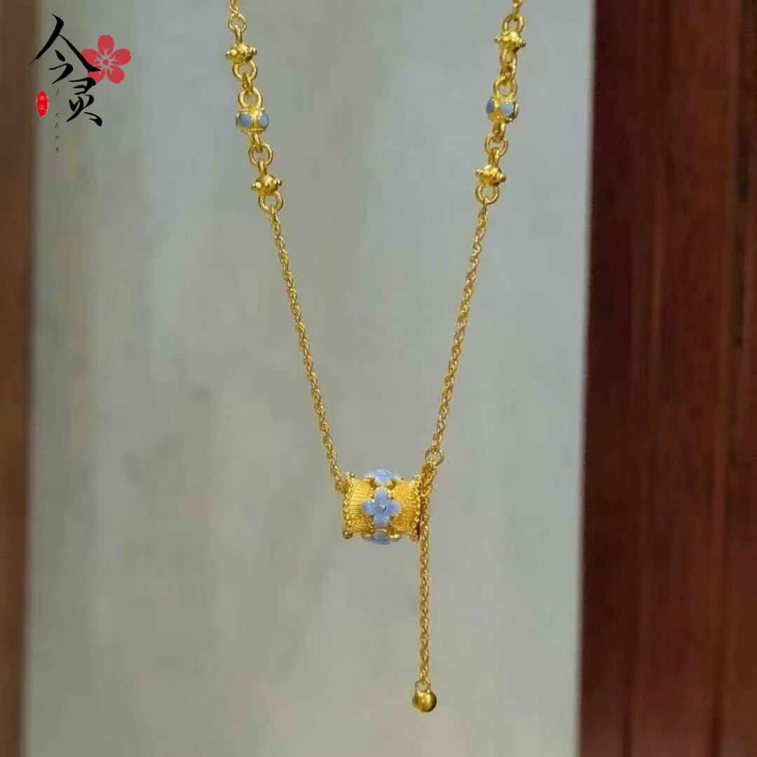 金店同款沙金国风青花瓷路路通