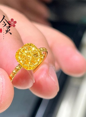 新款爆闪拉丝小方糖戒指