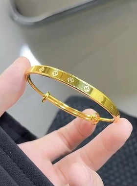 金店同款古法传承幸运草推拉手镯