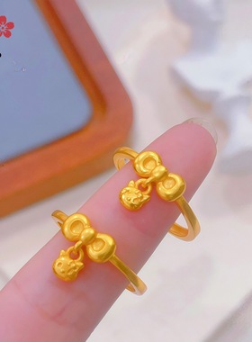 甜美优雅卡通流苏猫咪开口戒指