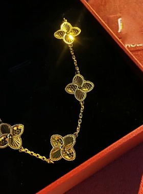 黄金色五花镀银轻奢爆闪百搭手链