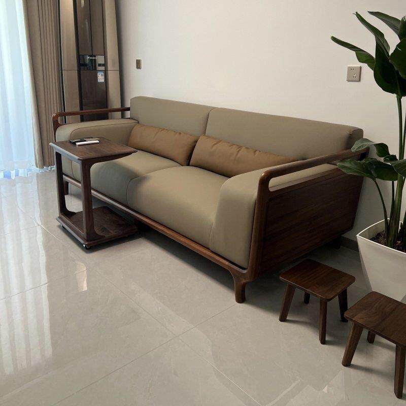 沙发客厅2025新款宋氏美学真皮双人沙发移动茶几茶几组合实木直排