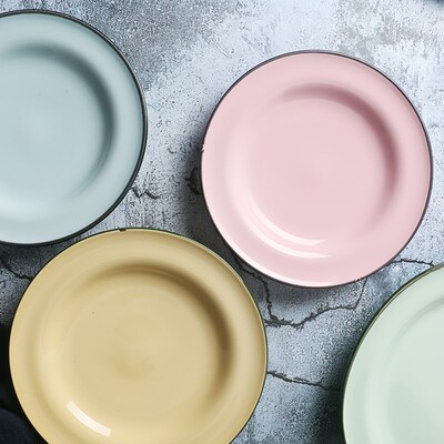 某牌 孤品】TINTIN寻忆系列餐具菜盘子【高端 新骨瓷】仿搪瓷平盘