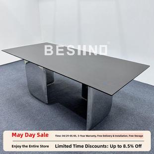 BESIINO 意大利进口创意定制餐桌拉米娜岩板德利丰设计师悬浮长桌