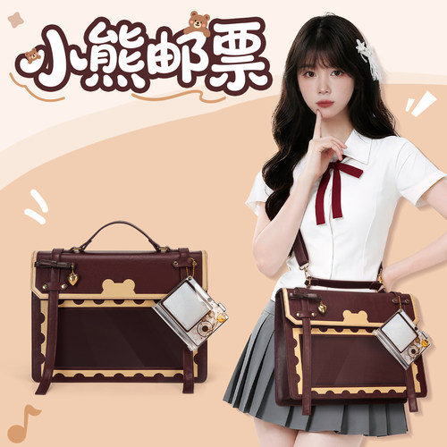 THE JUNCO原创小熊邮票痛包小食量日常外出百搭单肩斜挎公文包女