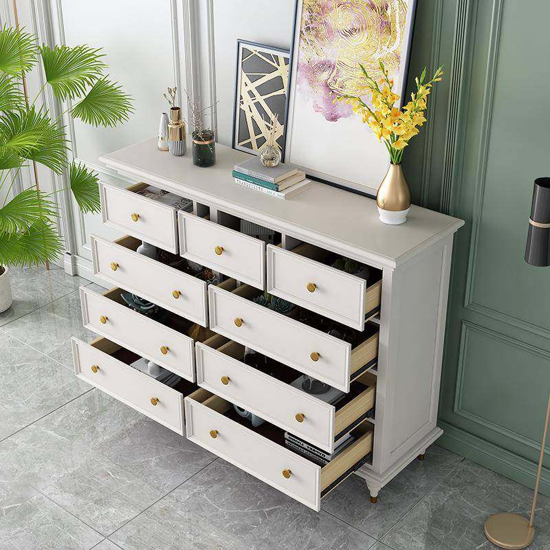 美式952轻奢色实木白室九斗柜现代简客约玄卧关门口厅收纳储物抽