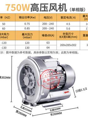 7.5KW吸吹两用风RTB机7旋.50KW涡750W吸吹两用风机750泵0W旋涡泵