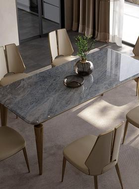 现轻奢大理石桌别墅餐代厅不钢长方形锈推拉椅框OYS-DLSC架饭餐桌