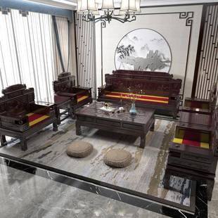 老榆夏木家具客厅全套全实木沙发组合农新式村冬两用电中视TB6083