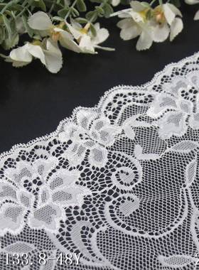 唐隆本白色车股线M04-133.双不对称镂朵弹力空花边边21cm服饰蕾丝