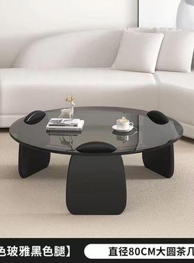 圆形茶几厅家用小型轻奢现QZQ代茶客桌约创意钢化玻璃茶几桌组户