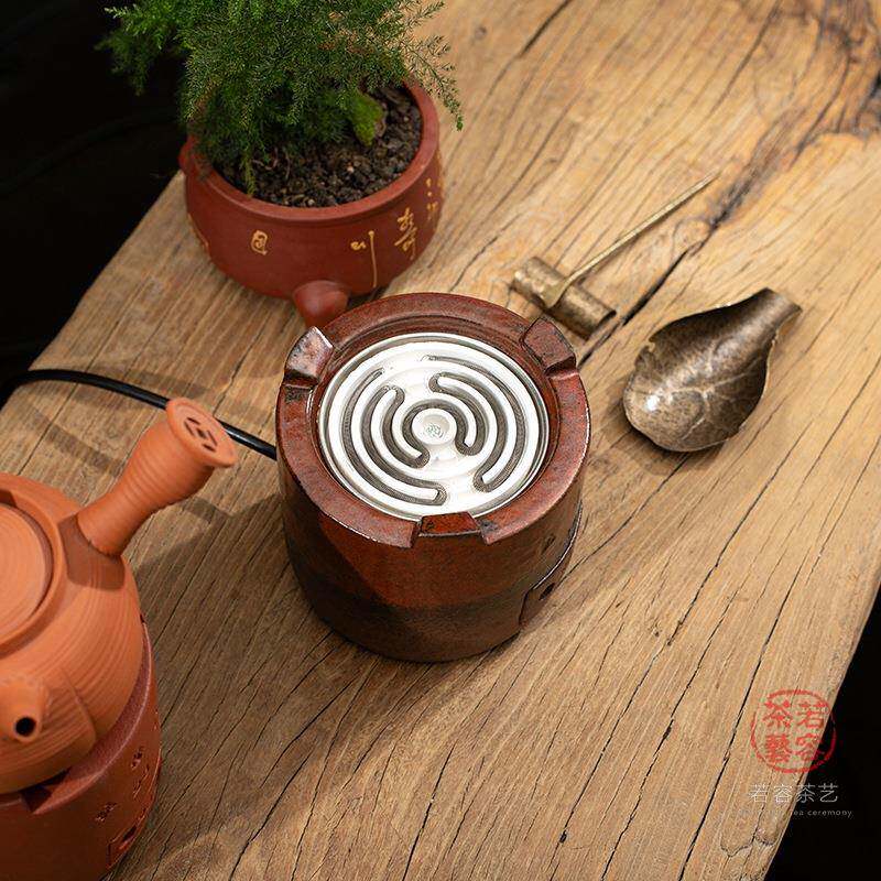 若茶艺紫砂茶壶煮茶器容电陶炉陶陶瓷耐热烧水红壶复古泥电陶无品