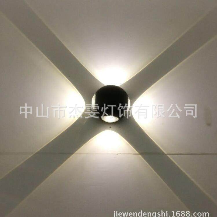杰雯879户外ld灯简约意室外围墙壁灯圆壁形新款四面发创光新e款
