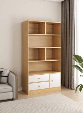 简客易书架落地用置物架多储层厅靠GYG墙格子柜子物柜学生收纳家