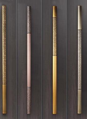 轻奢敲打不钢玻璃门拉实手黑纹色古锈铜商铺酒店有框木门YJS把手