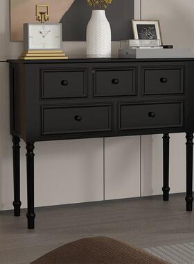 玄关柜柜小实JSN美式收纳五斗木柜卧室客厅靠墙斗柜子桌黑色餐边