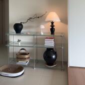 AXB轴光玻璃架现代简约地多层锈钢书架陈列架家落用杂物收纳展不