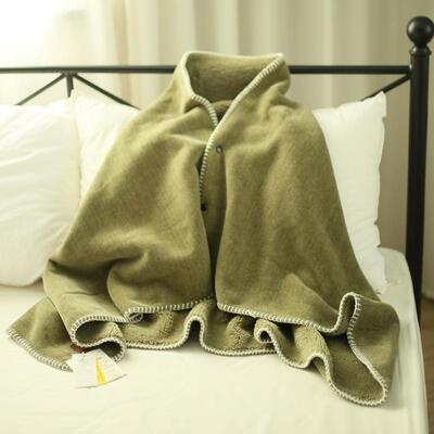 FS757298日式简约多能披肩午毯双层布偶绒盖腿小毛毯公室午休办功