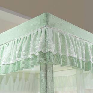 三开花门床帘式床遮光坐床帐宫廷式边帘拉链6片坐床款遮光防尘蚊