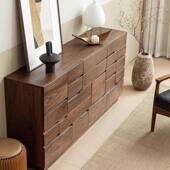 北源头厂家直销美胡桃魔黑方斗柜现代木简约樱桃木卧室储物XRS收