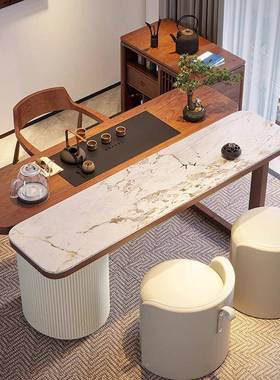 新式阳茶桌椅组ZOH合实木板小茶台家用现代简约小户中型台泡岩茶