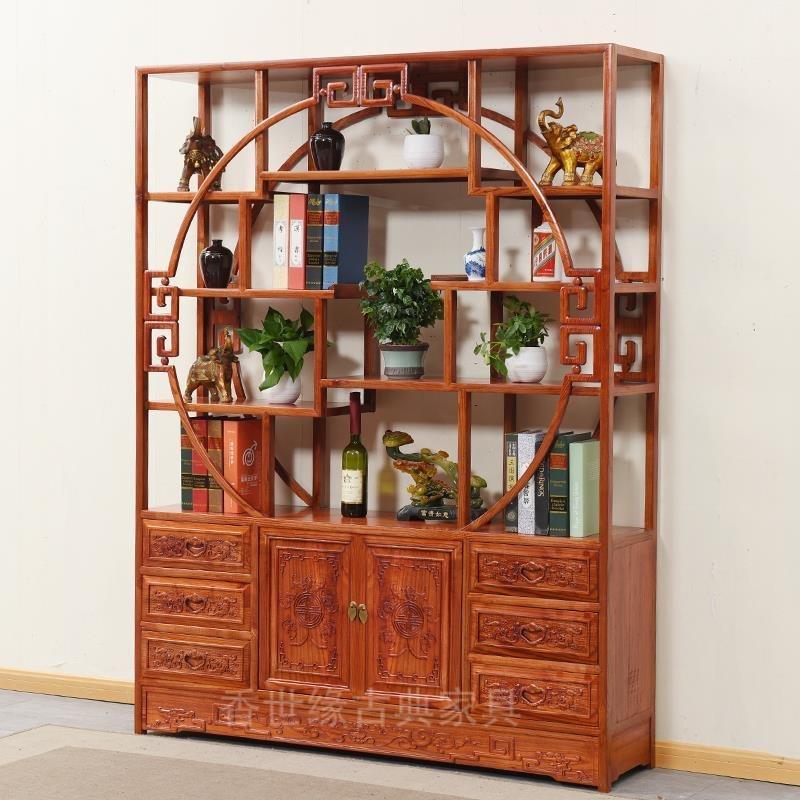 博古PDD10173架架木中多宝阁仿古榆实木古式董书架展示柜隔断置物