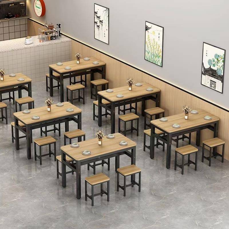 小吃餐椅组桌合早餐店ETV店专用桌饭椅商用长方形组合简桌约餐桌