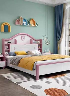 实木童儿床男孩青少1.SY-619#5米单.人白色小户型12年女孩卧室储