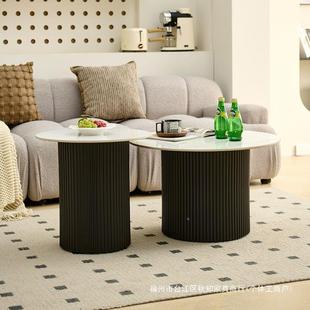 合代现组小型户客厅酒店客MIT房波浪圆形民宿边几公寓茶桌茶几岩