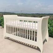 婴保儿床实木多功能新生BB白大色床带床垫儿环松NXN木材质纯实木