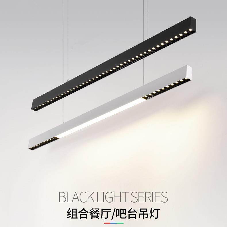 简约格栅吊线led条灯长眼吊餐灯家/用客厅厅照明办公吊线灯极护简