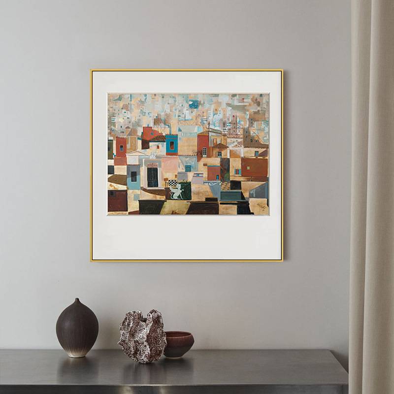 在希腊  斯皮罗斯艺术装饰画餐厅正方形风景挂画客厅沙发卧室壁画图片