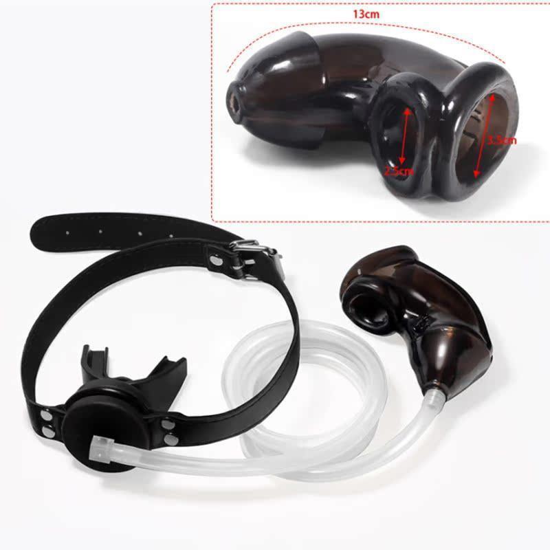 Adult Games Chastity Cage With Piss Urinal Flow Into Mouth P