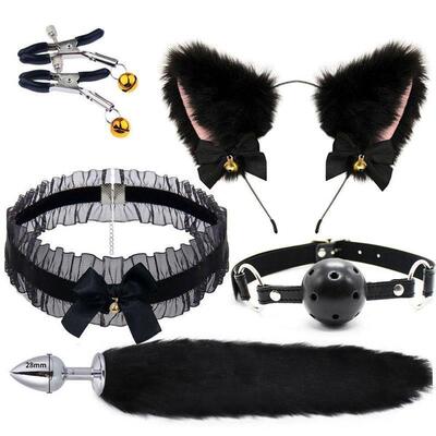 Sextoys Alternative flirting set Anal plug sm metal fox tail