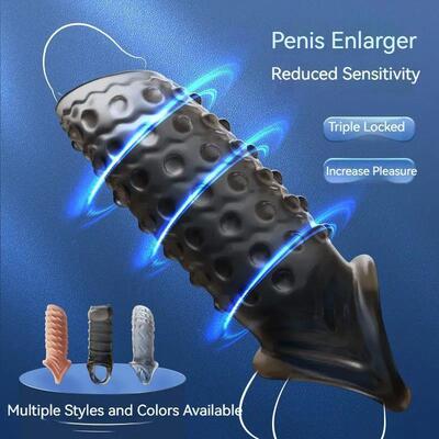 Newest Reusable Penis Sleeve Cock Rings Delay Ejaculation Cl