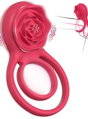 Vibrating Cock Ring with Rose Clitoral Stimulator Vibrator