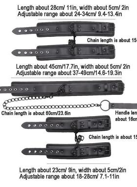 Black Genuine Leather Bdsm Bondage Set 3pcs Restraints Colla