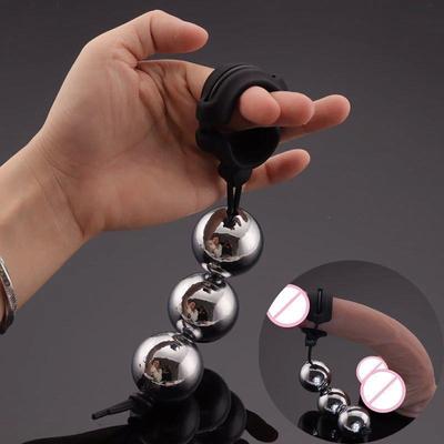 Penis Training Heavy Penis Ring with Metal Ball Weight Hange