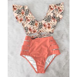 Sexy Ruffled Bikini Set Biquini High Flounce Waist