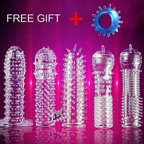 Penis Sleeve Reusable Condoms Delay Ejaculation Sex Toys for