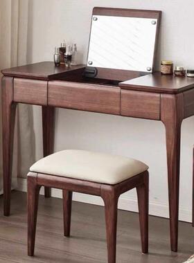 新制中式胡桃梳台带镜带抽实木框架可定、小VXN型化妆木妆桌