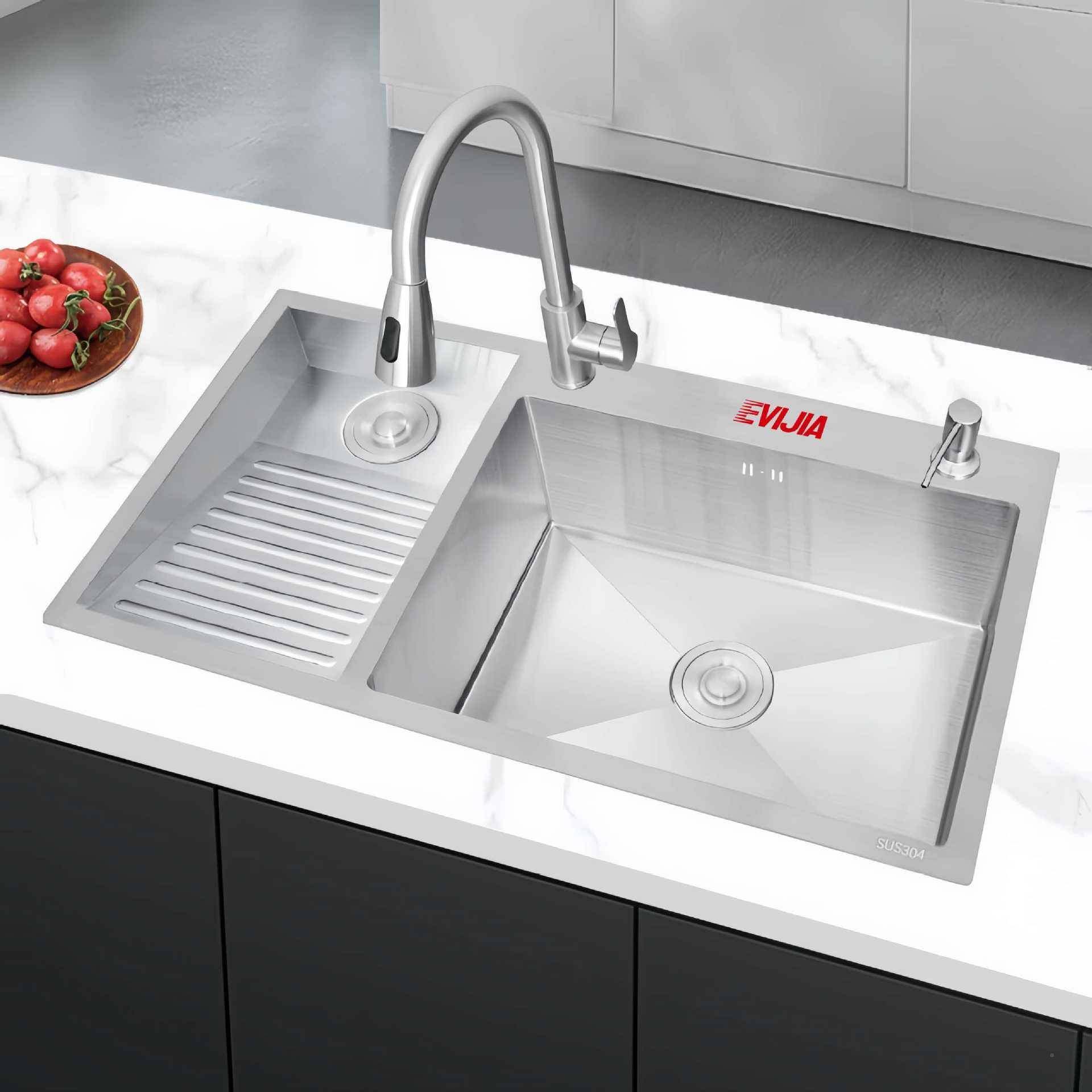 304不锈19753钢洗衣池盆台洗衣水槽阳搓衣板台盆手带工洗碗池上洗