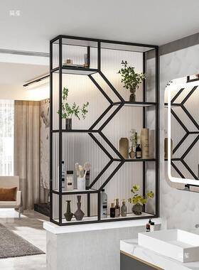 ZWD卫生间干区墙玻璃洗隔断铁艺置物架漱台客厅不锈钢半风屏玄关