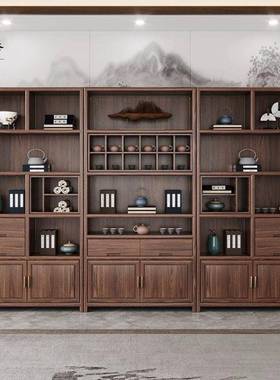 新中式柜老多榆30652木茶室展示实木书博古架办公柜柜宝阁酒柜