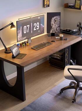 实木大约板双人公电脑办桌台式家用简现代BEF桌长条书桌电竞桌工