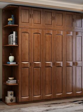 现代中式式木衣柜三四五六门卧室原木JTO木质新大衣橱大实储物中